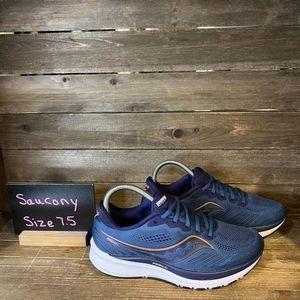 Womens Saucony Ride 14 Blue Athletic Road Running Shoes Sneaker Size‎ 7.5 M GUC
